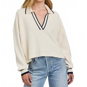 NEW GENTLE FAWN tristan pullover v neck sweater in cream